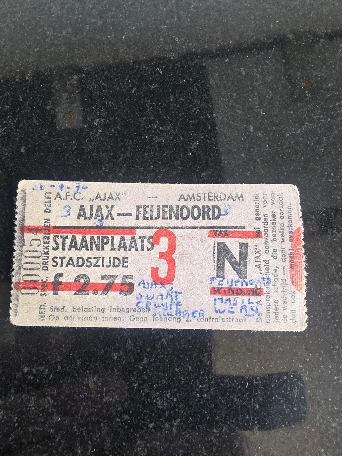 Kaartje Ajax-Feijenoord seizoen 1969-1970 Cruijff, Ophalen of Verzenden, Gebruikt, Ajax, Poster, Plaatje of Sticker