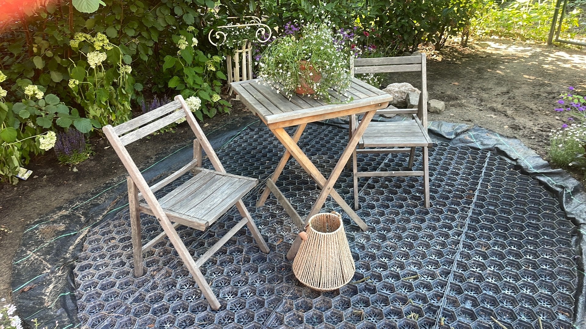 Bistro setje hout, Tuin en Terras, Ophalen, Zo goed als nieuw, Hout, 2 zitplaatsen