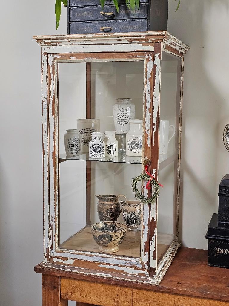 Antieke TOONBANKVITRINE * toonbank winkel vitrine kastje, Ophalen