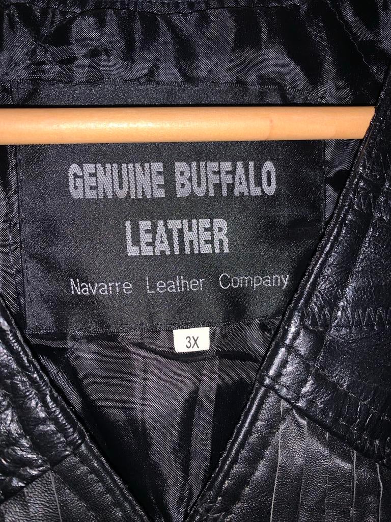 Zwart Leren Jasje met Franjes - Genuine Buffalo Leather, Ophalen of Verzenden, Heren, Jas | leer