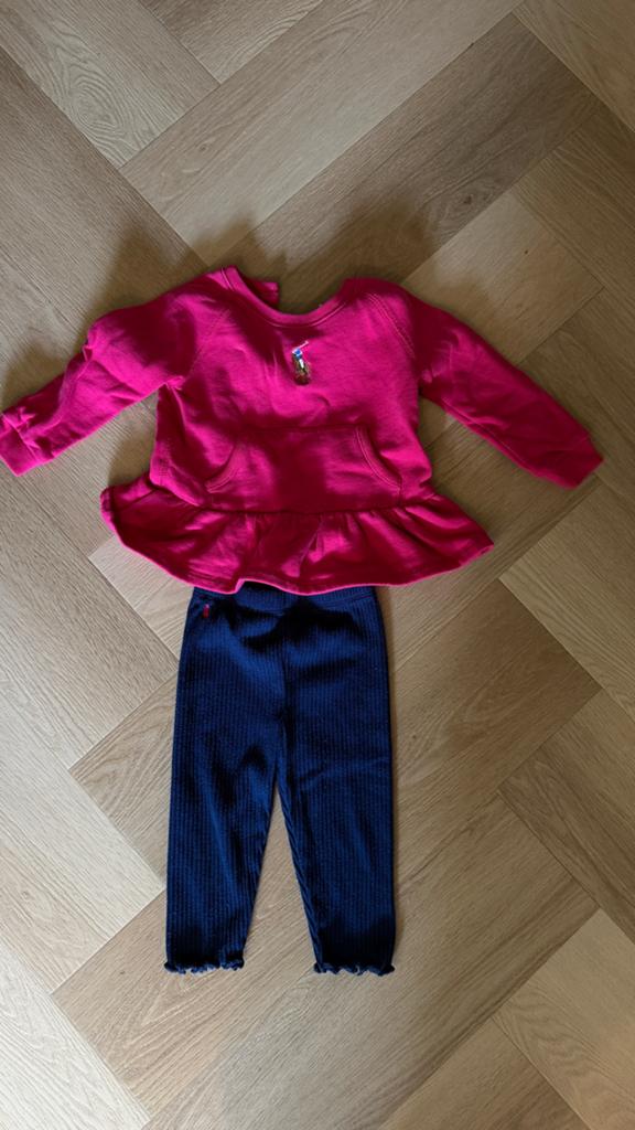 Ralph Lauren setje roze trui en blauwe broek 12 maanden, Ophalen, Gebruikt, Meisje