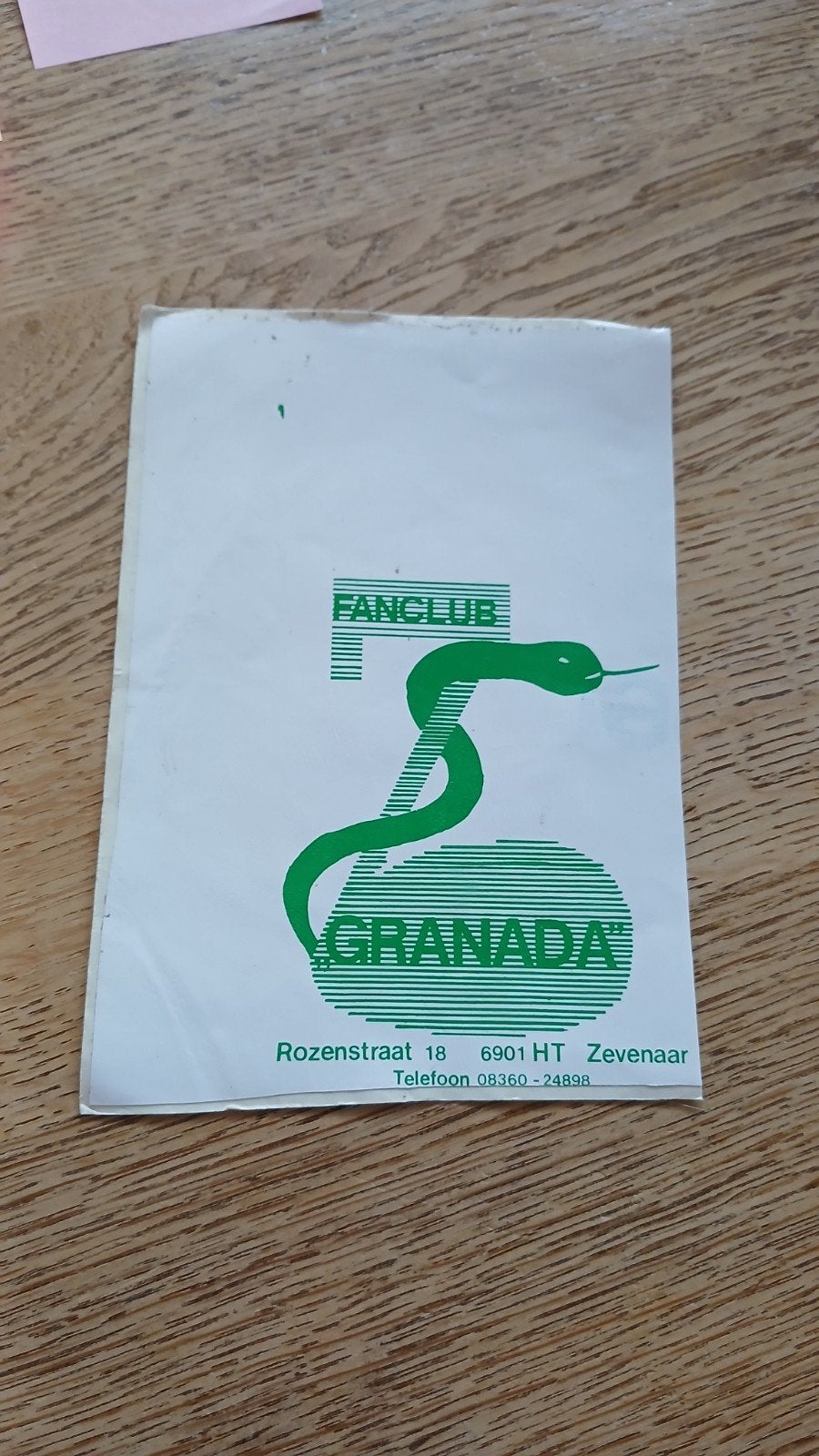 Sticker band orkest Fanclub Granada , ZEVENAAR (1) 08360-, Ophalen of Verzenden, Zo goed als nieuw