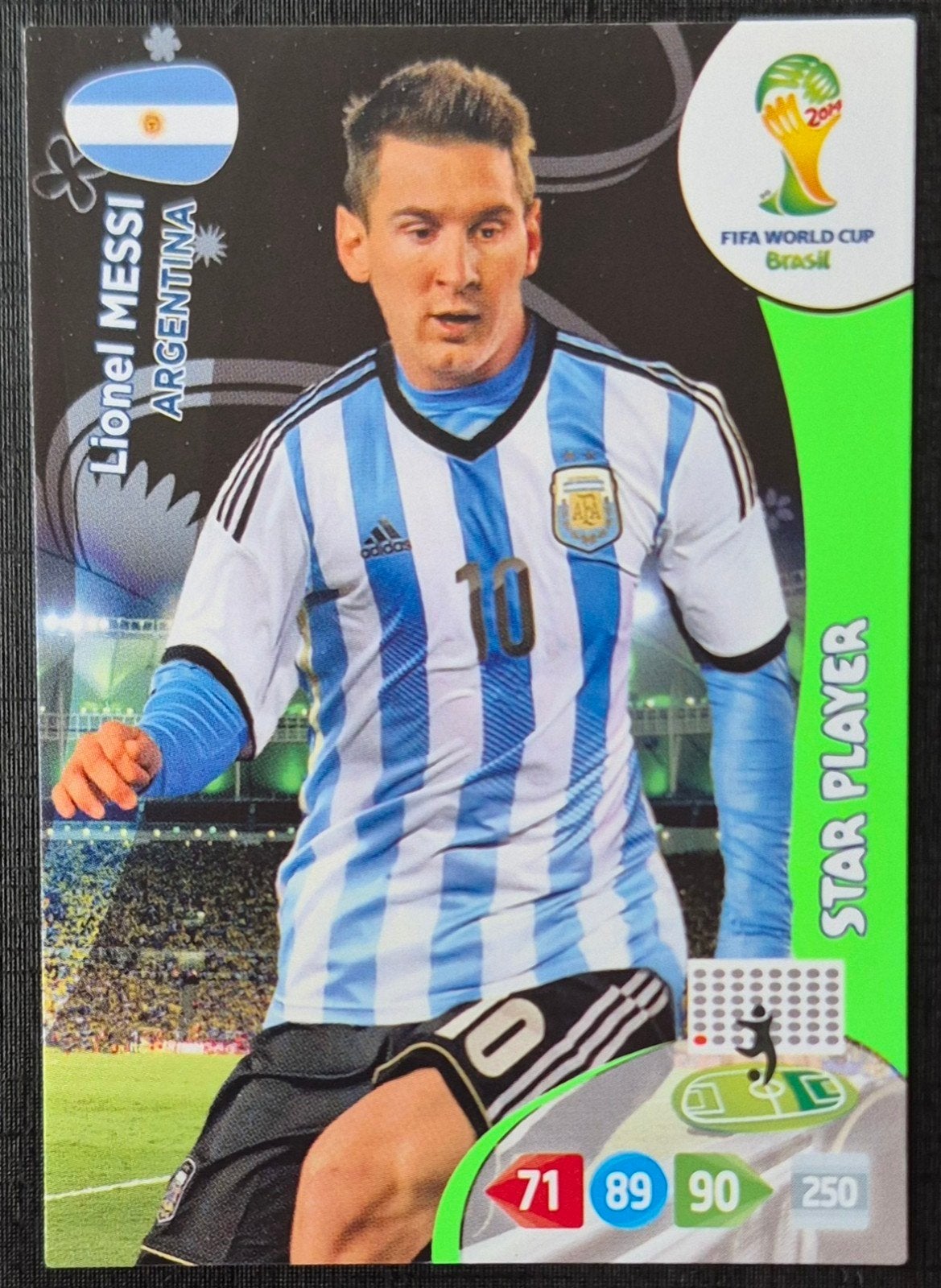 Panini Star Player Lionel Messi - Argentinië, WK 2014, Verzamelen, Ophalen of Verzenden, Zo goed als nieuw, Buitenlandse clubs