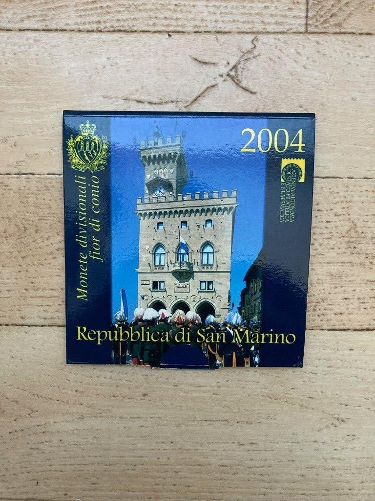 BU set San Marino 2004 Blister 1 cent tm 2 euro + 5 euro zlv, Setje, Zilver, San Marino, Overige waardes
