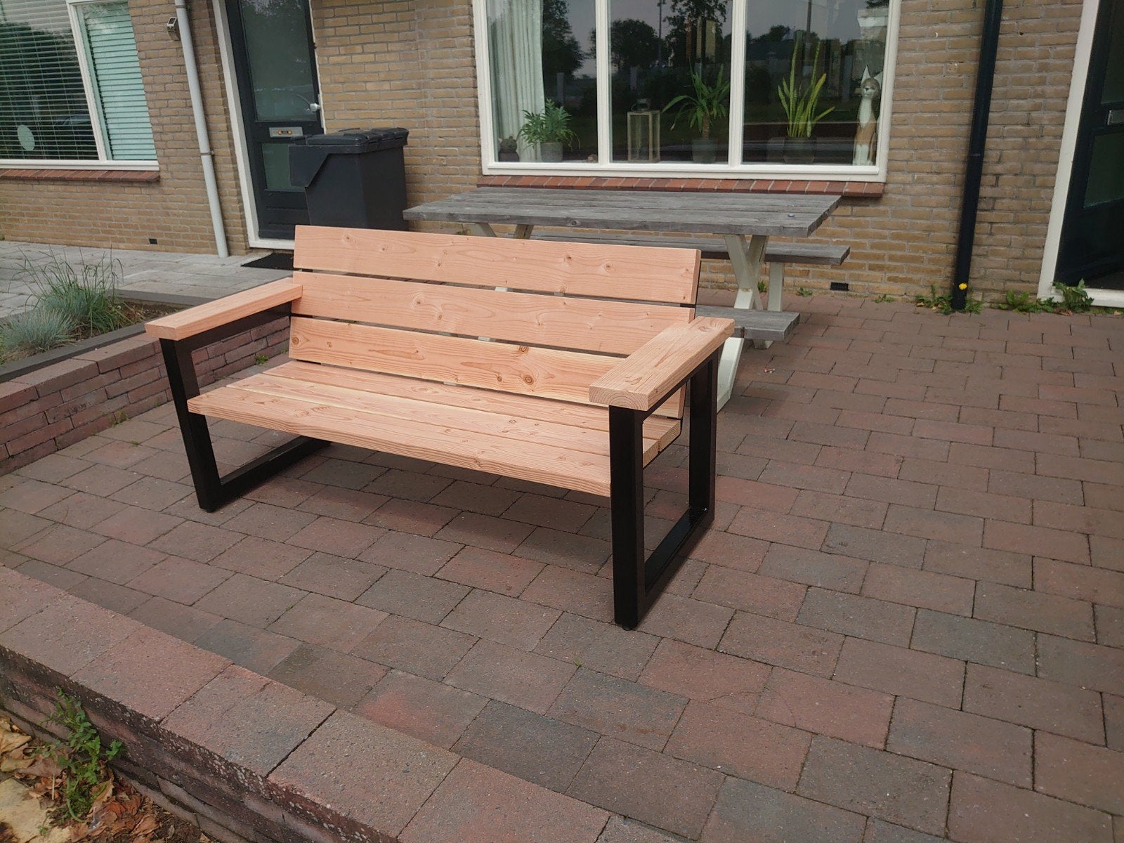 Douglas tuinbank met armleuningen te koop, Tuin en Terras, Ophalen of Verzenden, Nieuw, Hout