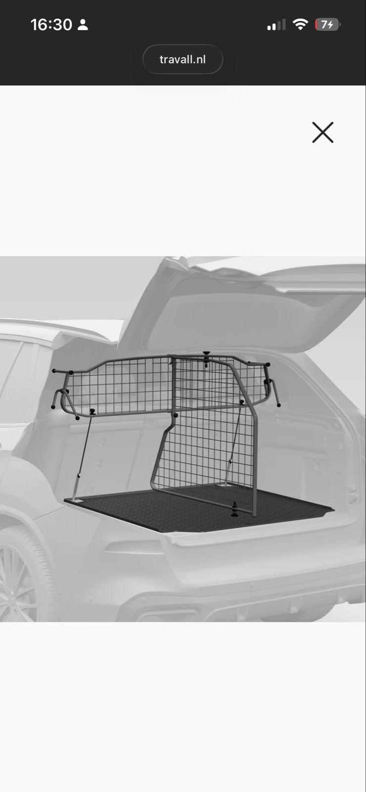 Travall hondenrek + scheidingsrek + vloermat Volvo V70, Ophalen, Gebruikt