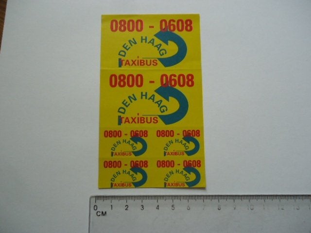 sticker oud TAXI BUS autobus vel den haag gravenhage, Verzenden, Zo goed als nieuw, Bedrijf of Vereniging