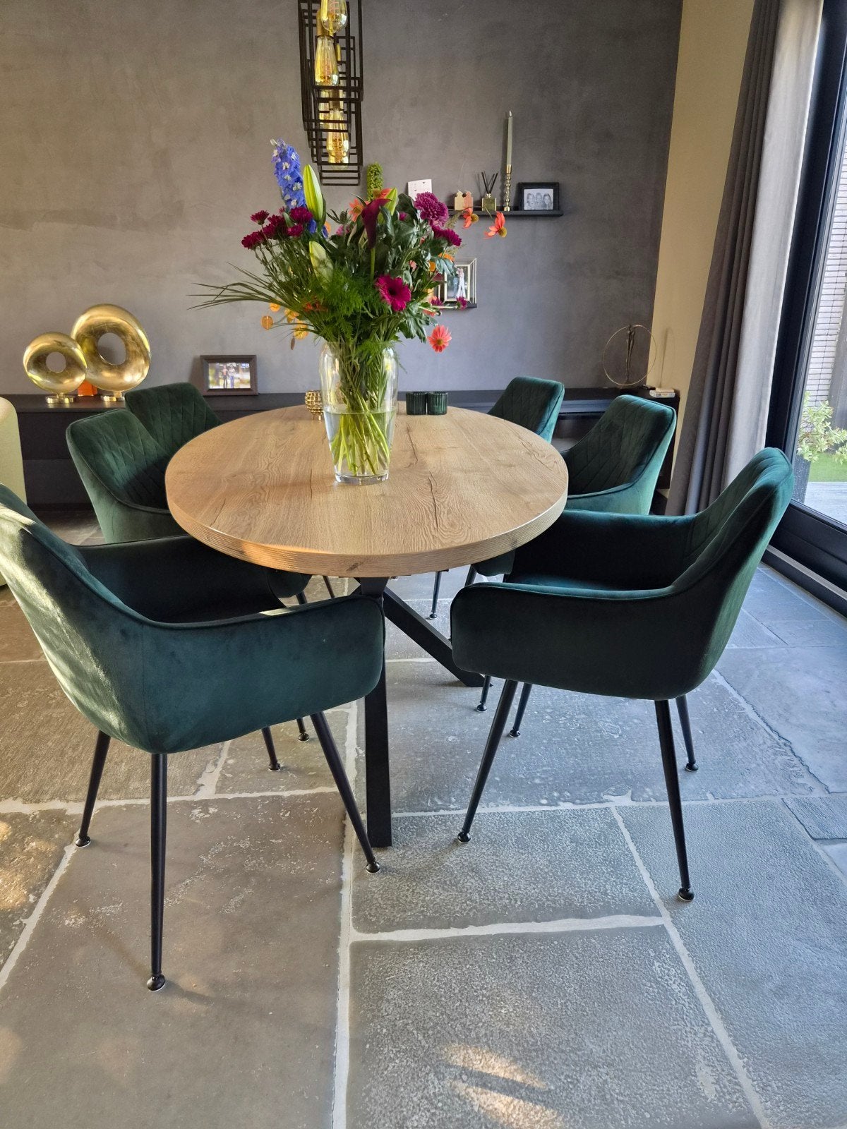 Eetkamerstoel velvet donkergroen, Huis en Inrichting, Stoelen, Ophalen, Zo goed als nieuw, Overige kleuren, Vijf, Zes of meer stoelen