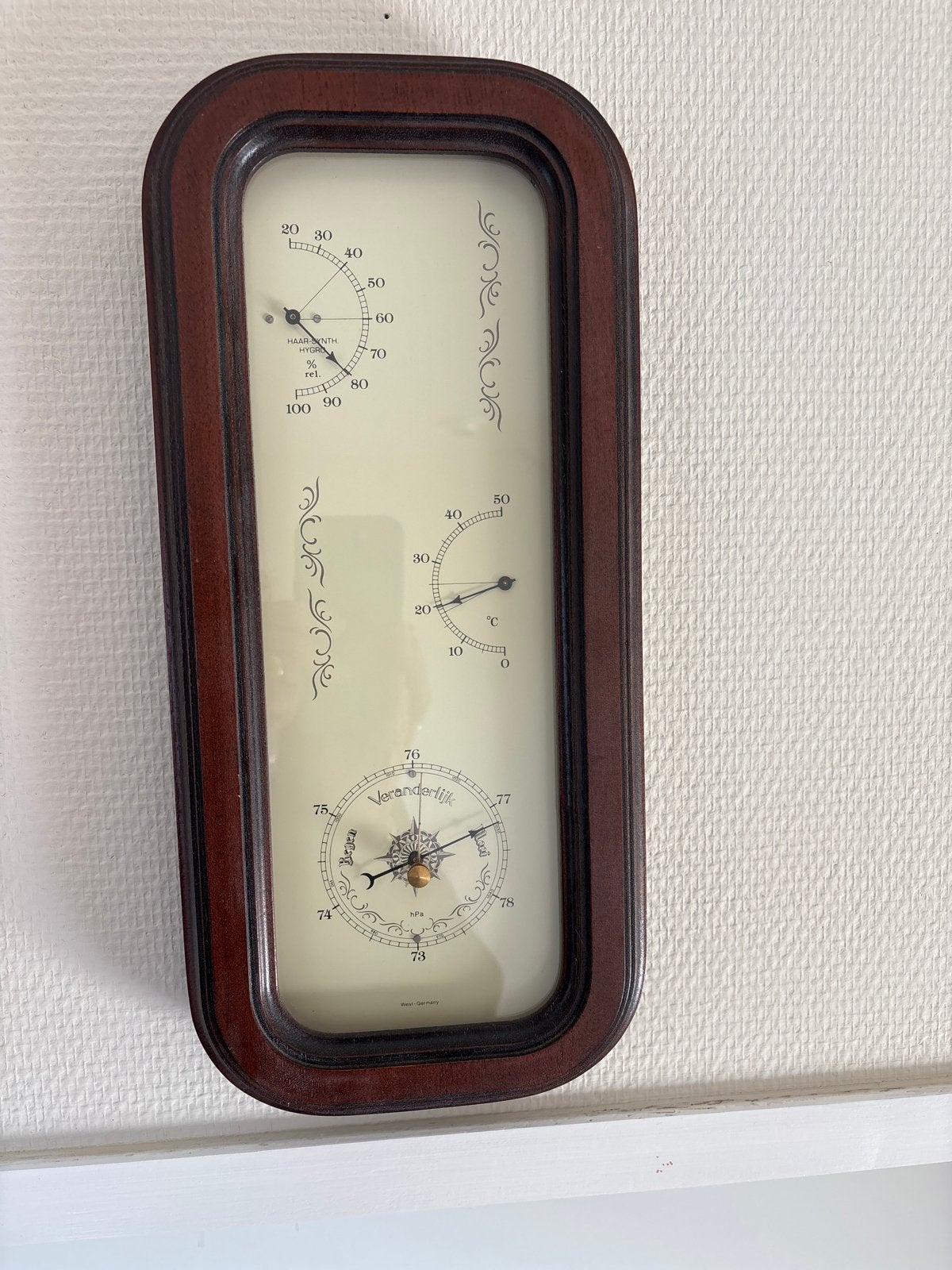 Vintage Weerstation met Barometer, Thermometer, Hygrometer, Ophalen, Zo goed als nieuw, Weerstation
