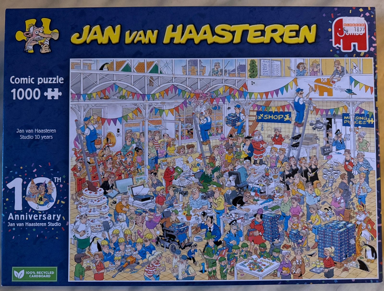 Jan van Haasteren puzzel 1000 stukjes “Studio 10 Years”, Hobby en Vrije tijd, Denksport en Puzzels, Ophalen of Verzenden, 500 t/m 1500 stukjes