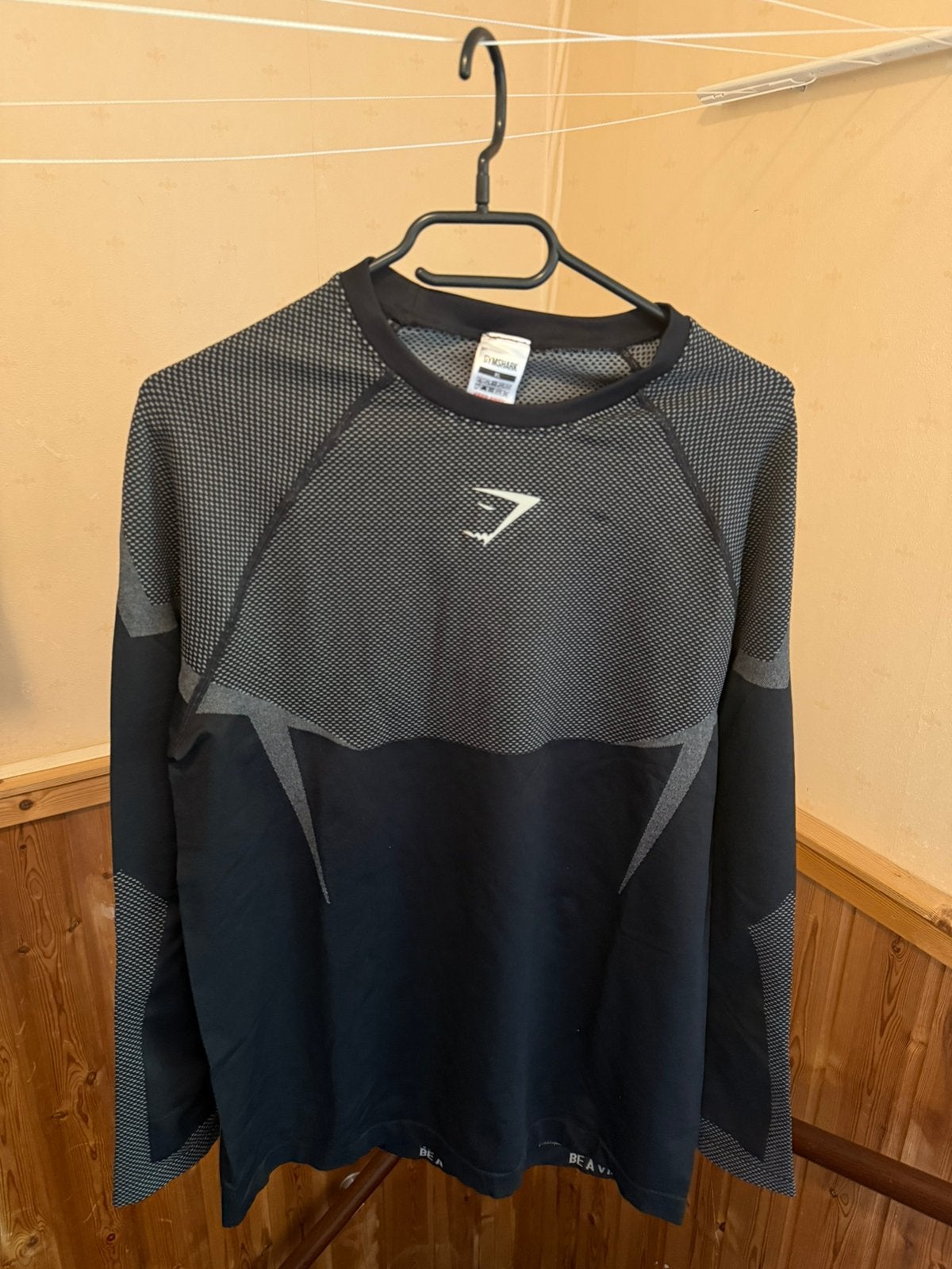 Gymshark Onyx longsleeve shirt zwart XL, Kleding | Heren, Ophalen, Zo goed als nieuw, Maat 56/58 (XL), Zwart