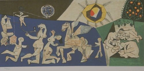 Picasso Lithografie " La Guerre et la Paix bleue " Ges Gen, Antiek en Kunst, Kunst | Litho's en Zeefdrukken, Personages en Fantasiefiguren
