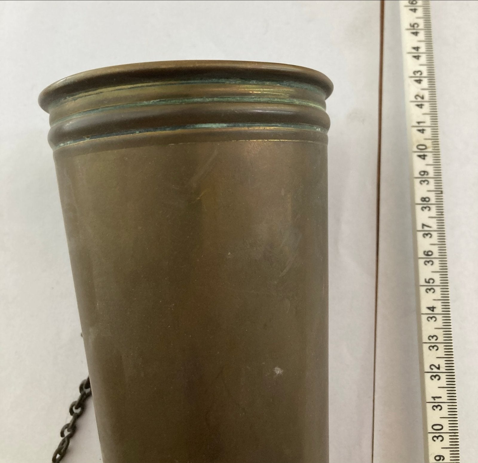 Antieke Koperen Jachthoorn met Ketting, Ophalen, Koper