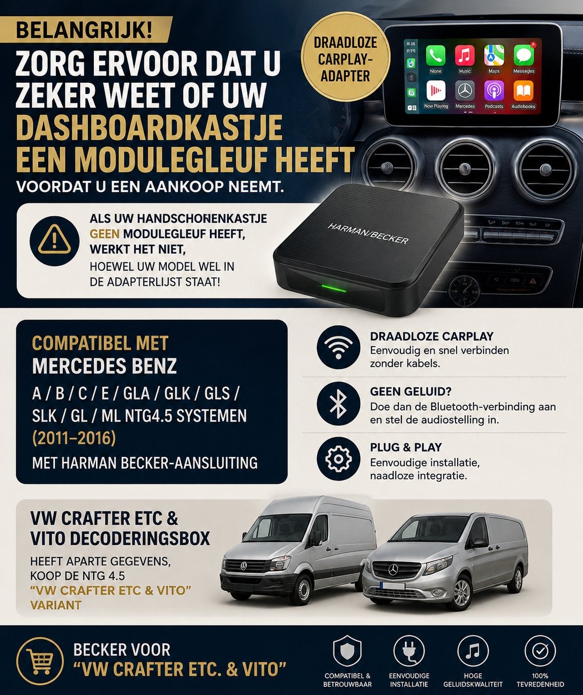 Mercedes CarPlay & Android Auto Module NTG 4.5 & 4.7 Becker, Ophalen of Verzenden, Nieuw