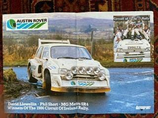Poster MG Metro 6R4 rally auto, Ophalen of Verzenden, Zo goed als nieuw, Auto's
