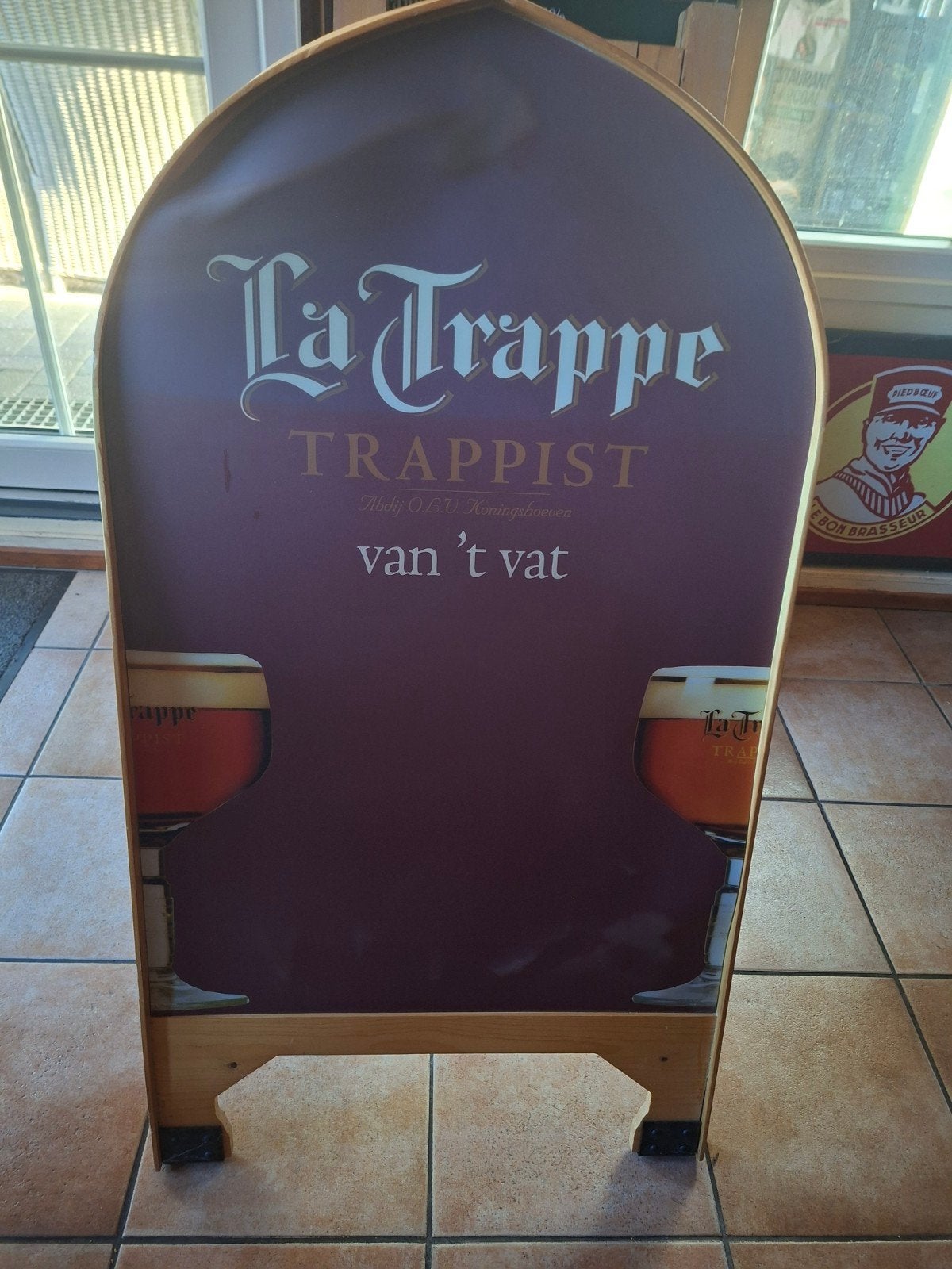 Groot La Trappe Trappistenbier Reclamebord - Van 't Vat, Ophalen, Gebruikt, Reclamebord, Plaat of Schild, La Trappe