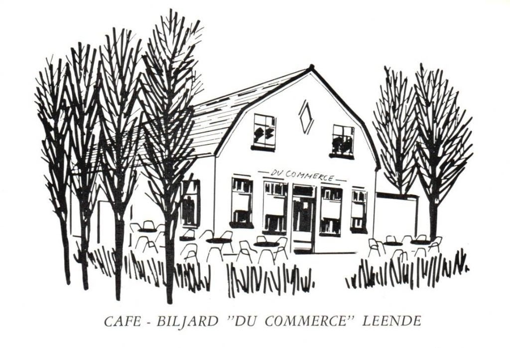 Leende Café Biljard 'Du Commerce' -PENTEKENING.-, Verzamelen, Ansichtkaarten | Nederland, Ophalen, 1960 tot 1980, Ongelopen, Noord-Brabant