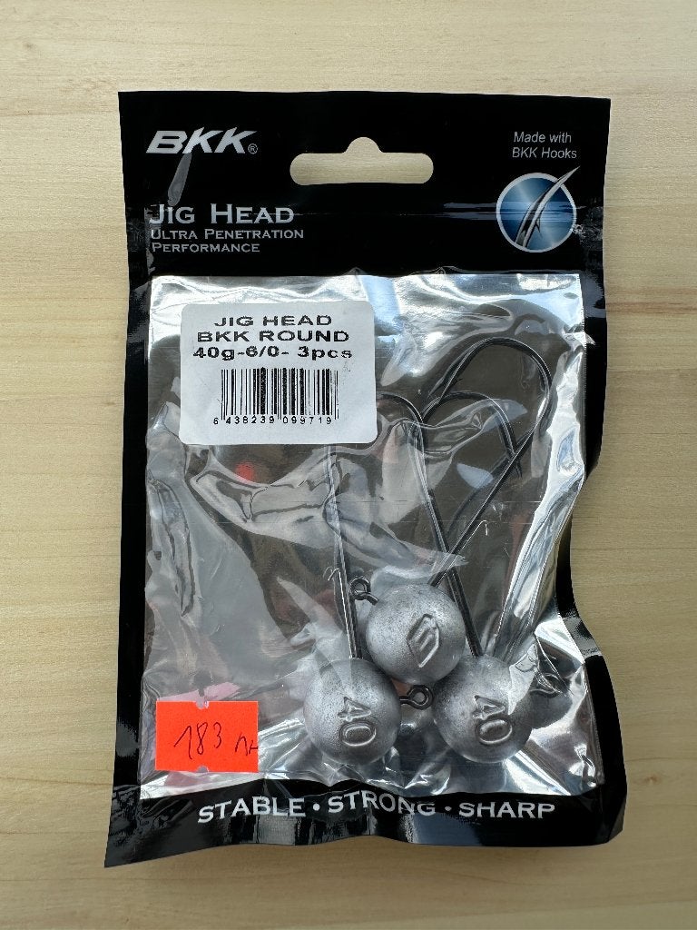 BKK Round Jig Head 40g 6/0 – 3 stuks Nieuw.  (183), Ophalen of Verzenden, Nieuw, Haak