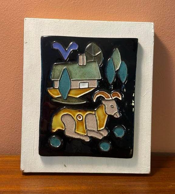 Vintage retro wandtegel ornament Henk Potters Oisterwijk, Ophalen of Verzenden