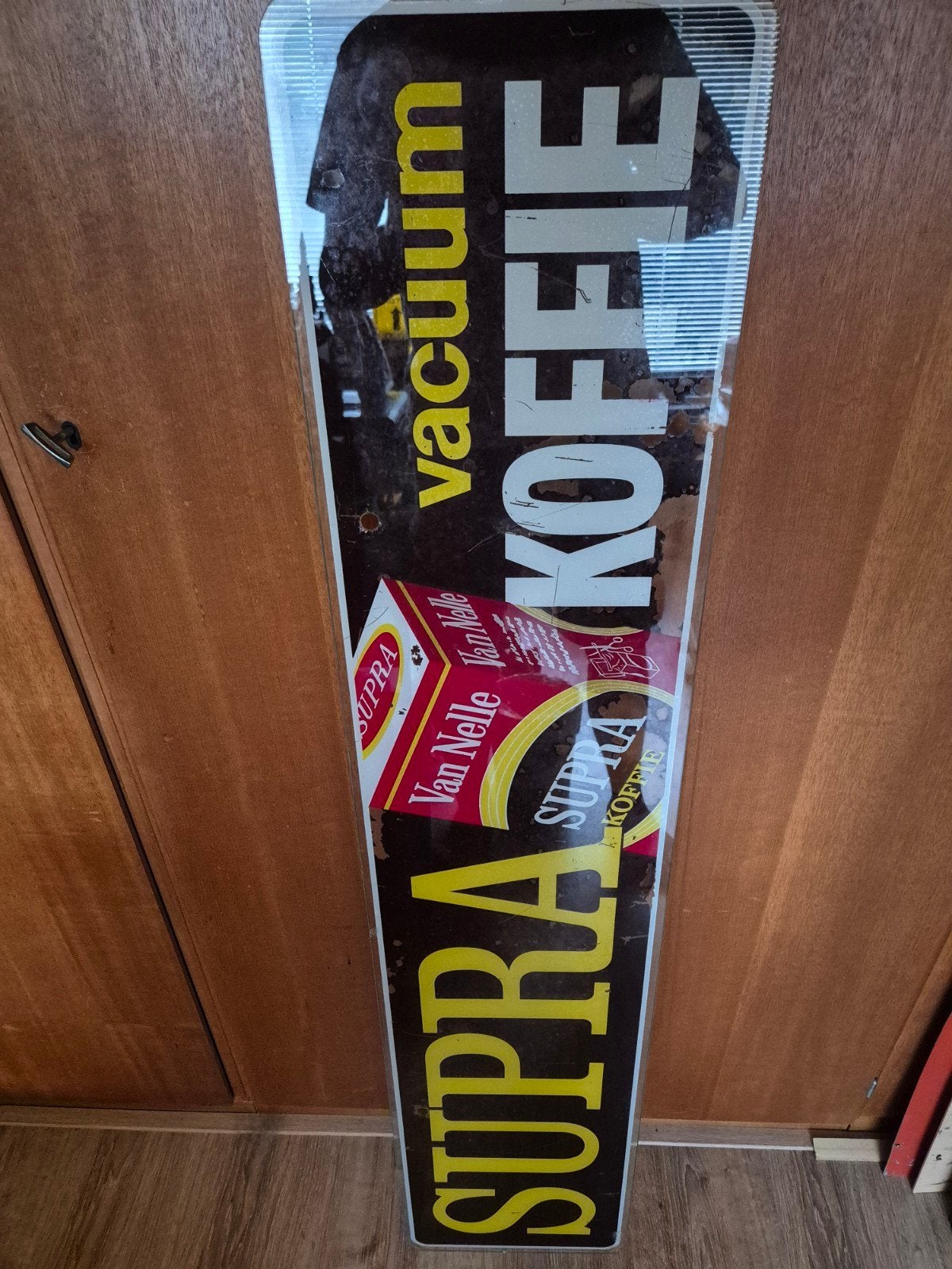 Vintage Van Nelle Supra Koffie Glazen Reclamebord, Ophalen