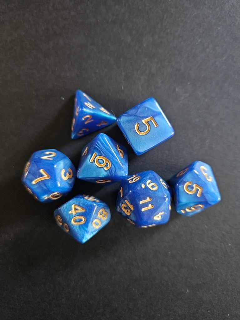 D&D Dobbelstenen Donkerblauw d100, d20, d12, d10, d8, d6, d4, Vijf spelers of meer, Ophalen of Verzenden, Nieuw