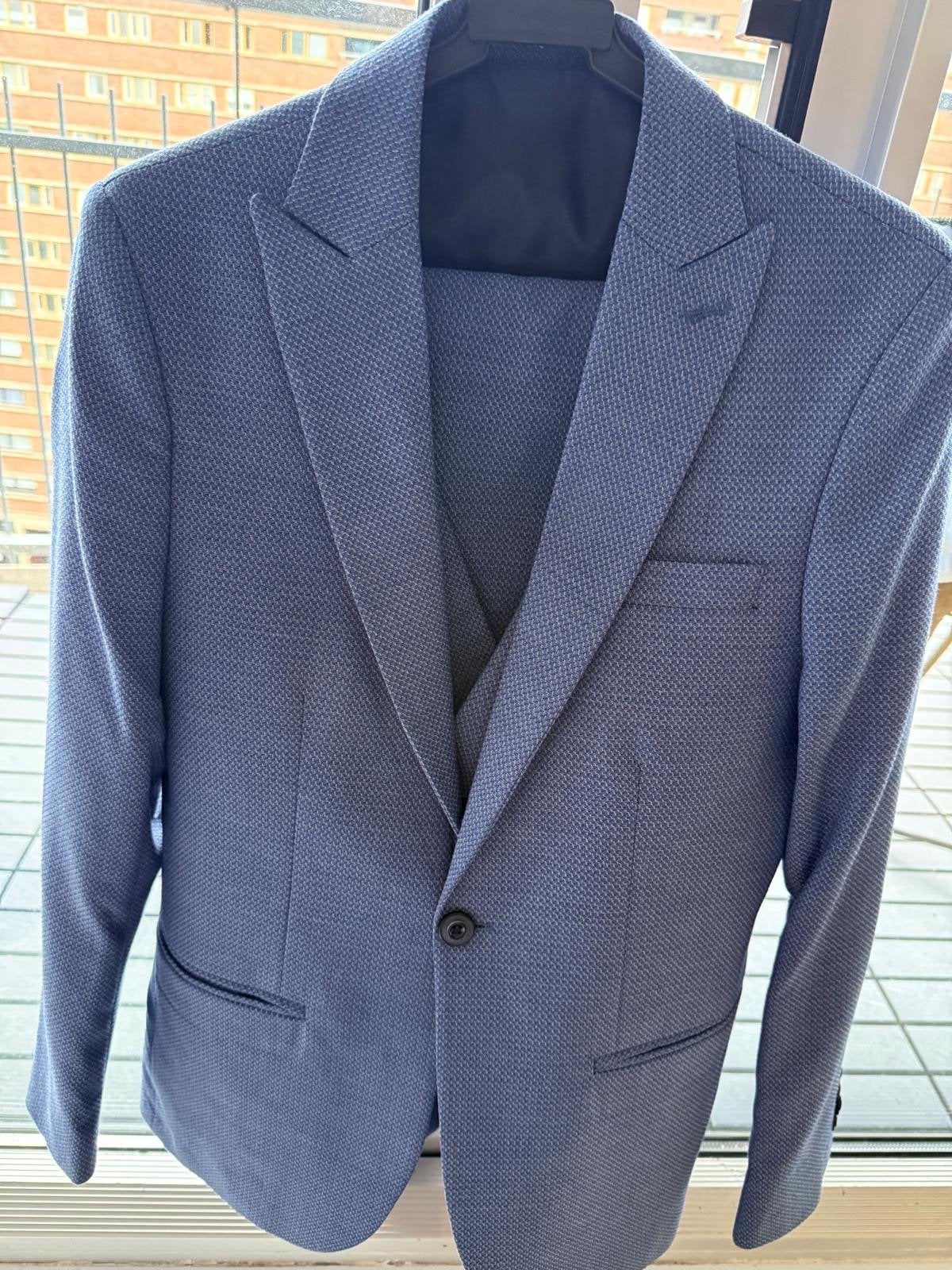 Heren 3-delig pak - Blauw - Maat 44, Ophalen of Verzenden, Zo goed als nieuw, Maat 46 (S) of kleiner, Blauw