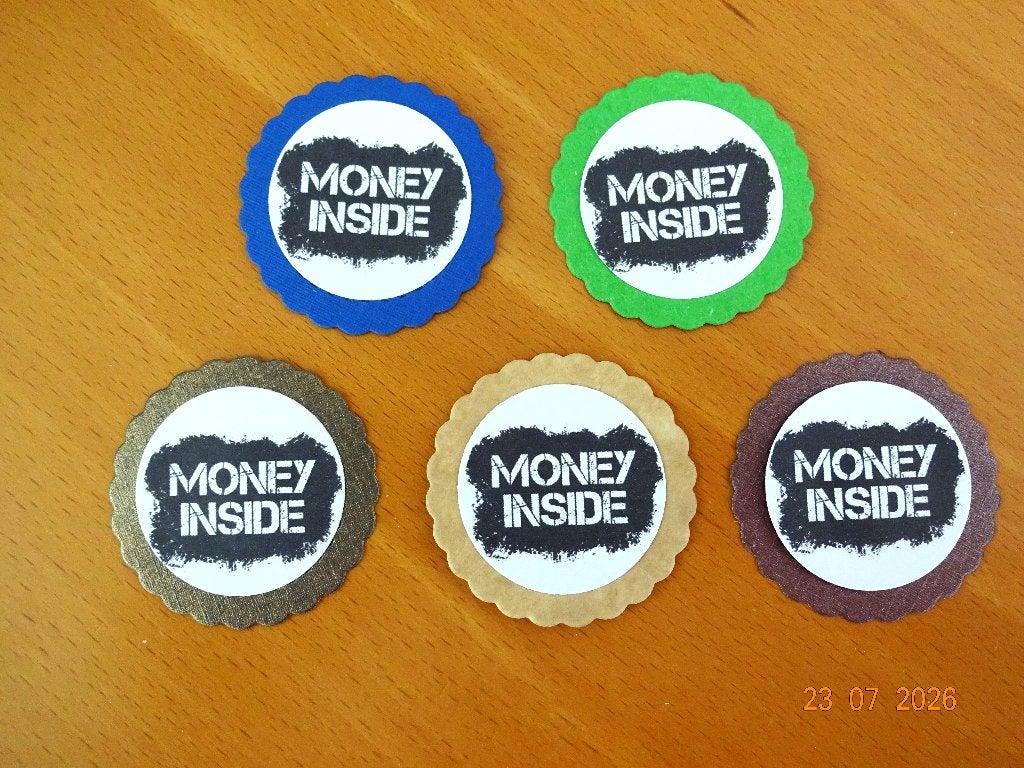 Oplegkaartjes met tekst snijmal Money Inside, Hobby en Vrije tijd, Kaarten | Zelf maken, Ophalen of Verzenden, Nieuw, Overige thema's