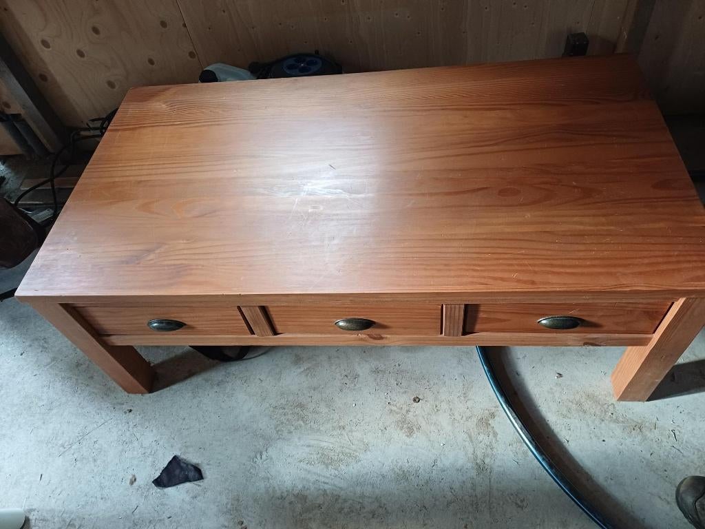 Grenen houten salontafel, Ophalen, Gebruikt, 100 tot 150 cm, 50 tot 100 cm