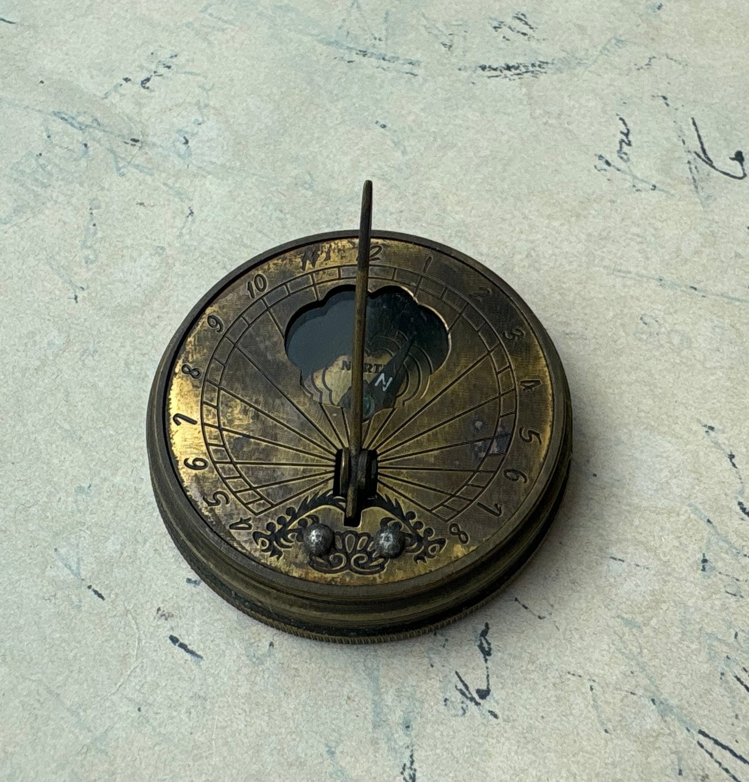 Zonne wijzer klok compas antiek, Antiek en Kunst, Ophalen of Verzenden