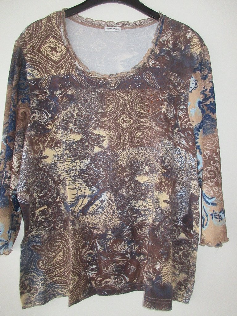 Gerry Weber damesshirt driekwart mouw maat 46., Bruin, Maat 46/48 (XL) of groter, Ophalen of Verzenden, Zonder mouw