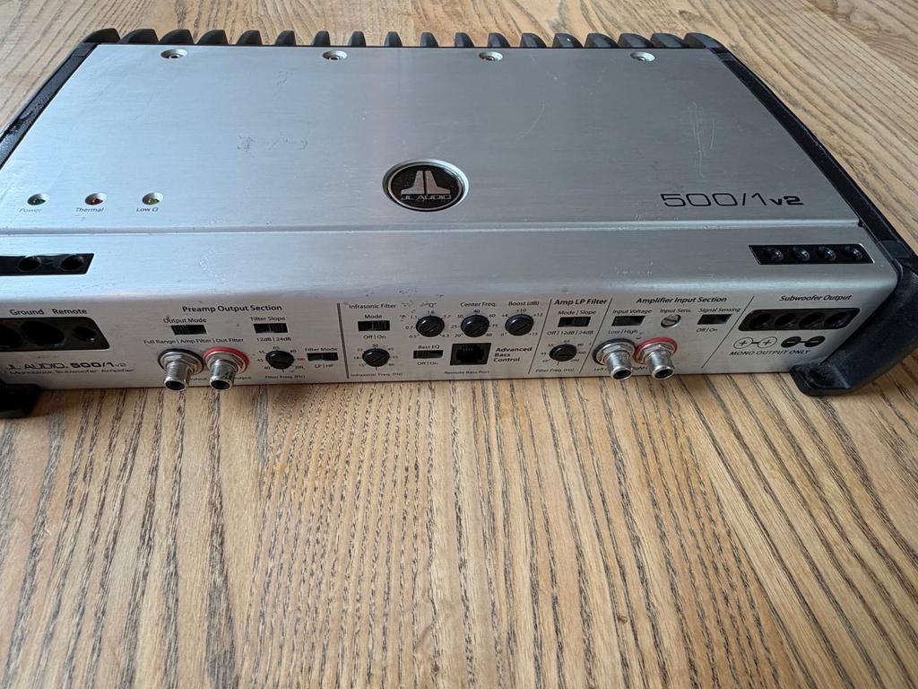 JL Audio 500/1v2 Monoblock Subwoofer Versterker, Overige merken, Ophalen of Verzenden, 120 watt of meer, Gebruikt