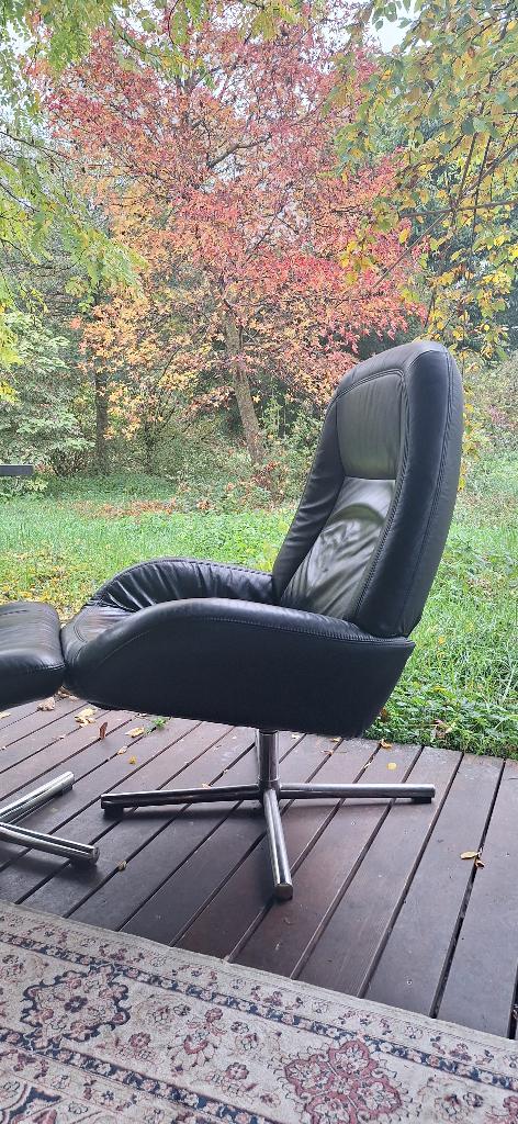 Fauteuil - zwart leer - Ekornes Stressless, Ophalen, Zwart, Leer, Zo goed als nieuw