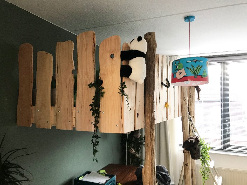 Prachtige en robuuste houten hoogslaper!, Ophalen, Hoogslaper, Eenpersoons, Zo goed als nieuw