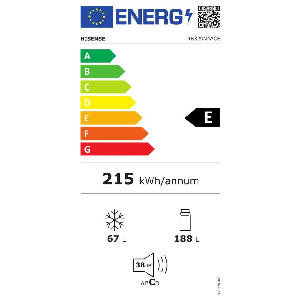 Hisense koelkast RB329N4ACE - RVS - NoFrost, 200 liter of meer, Met aparte vriezer, Nieuw, Hisense Nederland