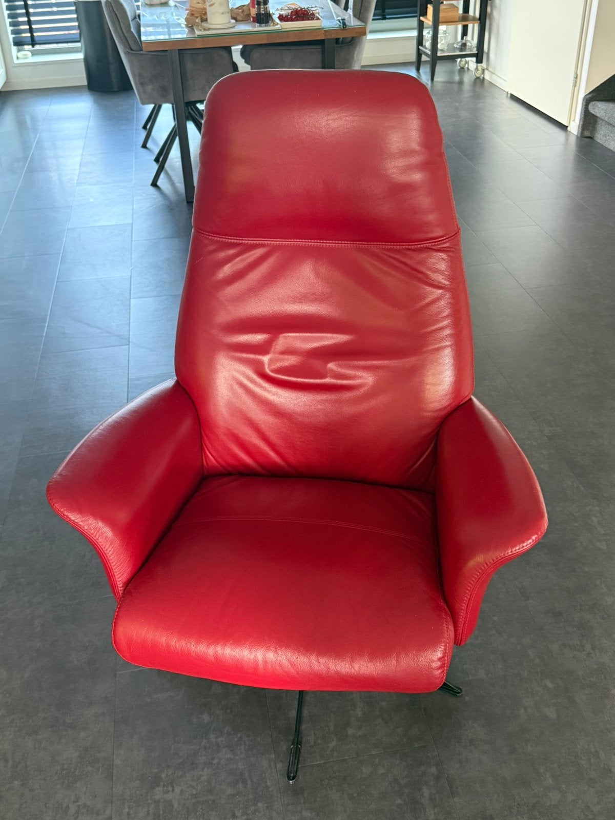Rode fauteuils leer, Ophalen of Verzenden, Zo goed als nieuw, 50 tot 75 cm, Leer
