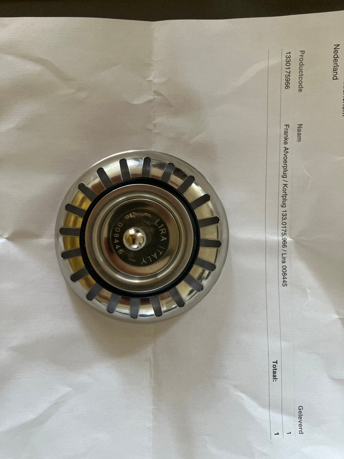 Franke Afvoerplug/Korfplug 133.0175.966 Lira 008446, Overige typen, Ophalen of Verzenden, Metaal, Overige merken