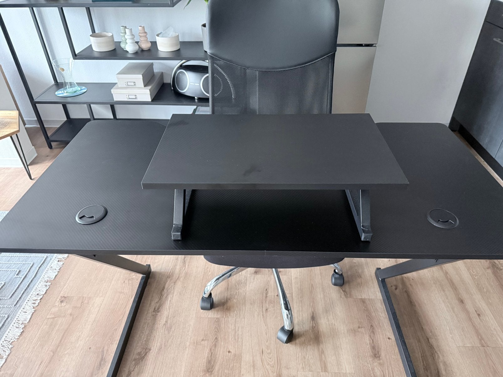Zwart Bureaus en stel baren stoel, Ophalen, Zwart, 120 cm, Zo goed als nieuw