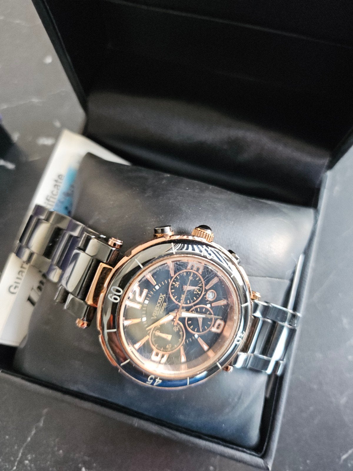 Vendoux Paris Horloge - Elegant Zwart/Roségoud Polshorloge, Sieraden, Tassen en Uiterlijk, Overige merken, Staal, Staal, Polshorloge