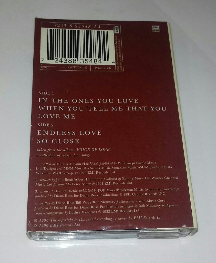 Diana Ross CASSETTE SINGLE In the ones you love - Engels, Cd's en Dvd's, Diana Ross, 1 bandje, Ophalen of Verzenden, Origineel
