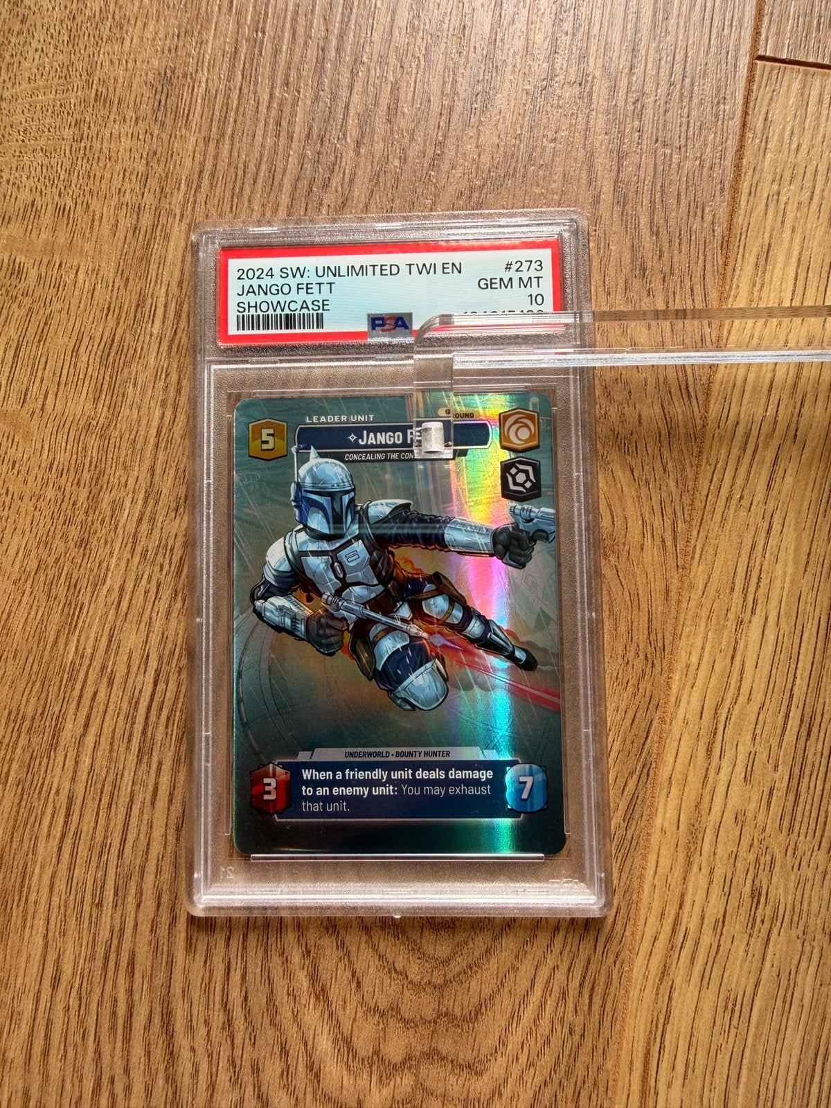 PSA 10 Jango Fett Showcase Star Wars Unlimited Kaart, Ophalen of Verzenden, Nieuw, Losse kaart, Foil