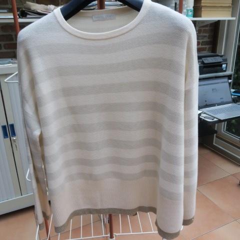 Oversized pull beige gestreept cashm. Fabiana Filippi mt 44, Beige, Maat 42/44 (L), Ophalen of Verzenden, Zo goed als nieuw