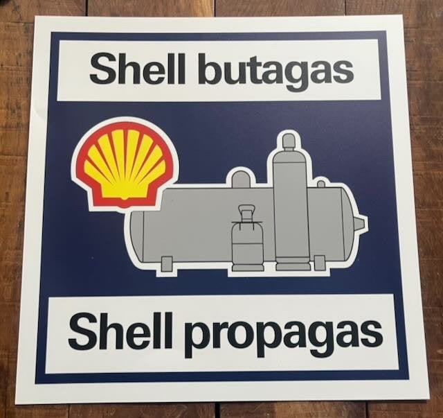 Shell butagas  reclamebord  40 cm, Ophalen of Verzenden, Zo goed als nieuw, Auto's