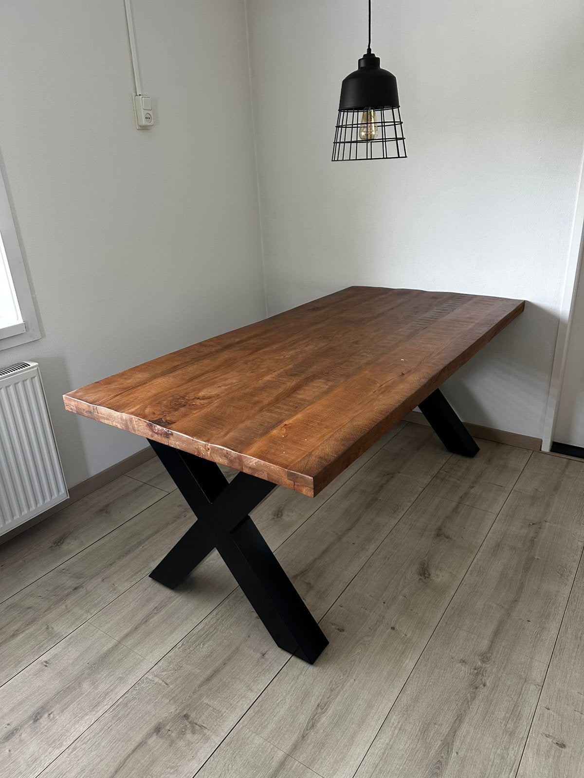 Eettafel mangohout 180x90, Ophalen, Overige materialen, Gebruikt, 50 tot 100 cm