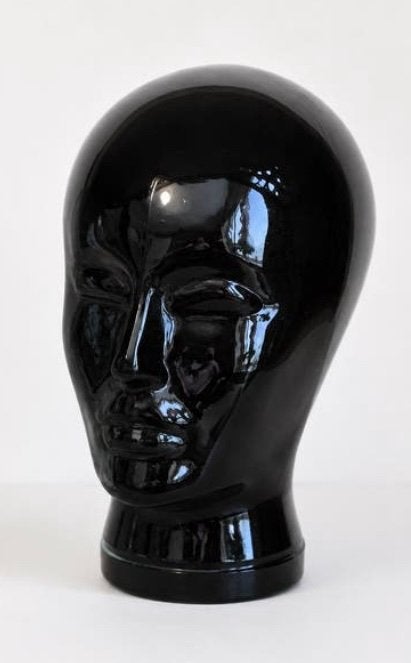 Vintage glazen mannequin design hoofd zwart, Verzenden