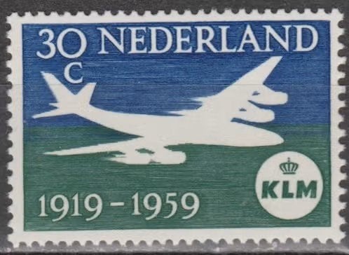 Nederland 1959 - nvph730 - 40 jaar KLM - plakkerafdrukje ab1, Postzegels en Munten, Postzegels | Nederland, Ophalen of Verzenden