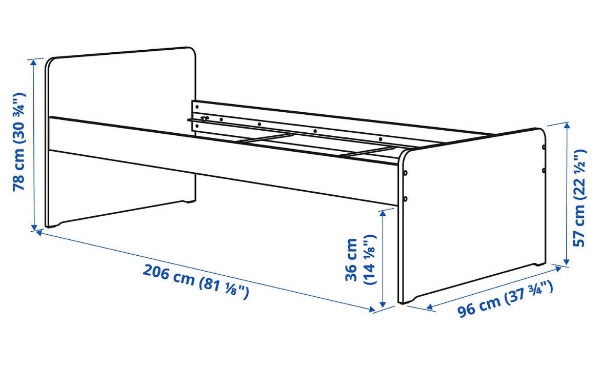 GRATIS: IKEA SLÄKT bed (90x200 cm) met lichte schade, Ophalen, 85 tot 100 cm, Gebruikt, Lattenbodem