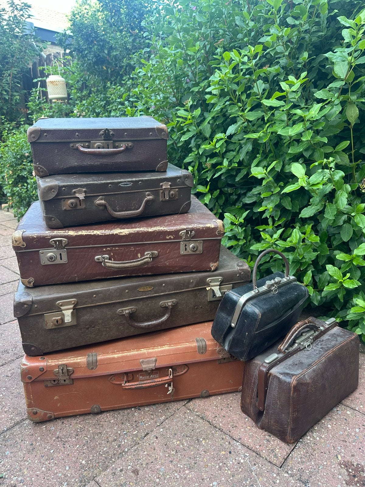 Set van 7 Brocante Koffers - Vintage Decoratie en Opslag, Antiek en Kunst, Curiosa en Brocante, Ophalen