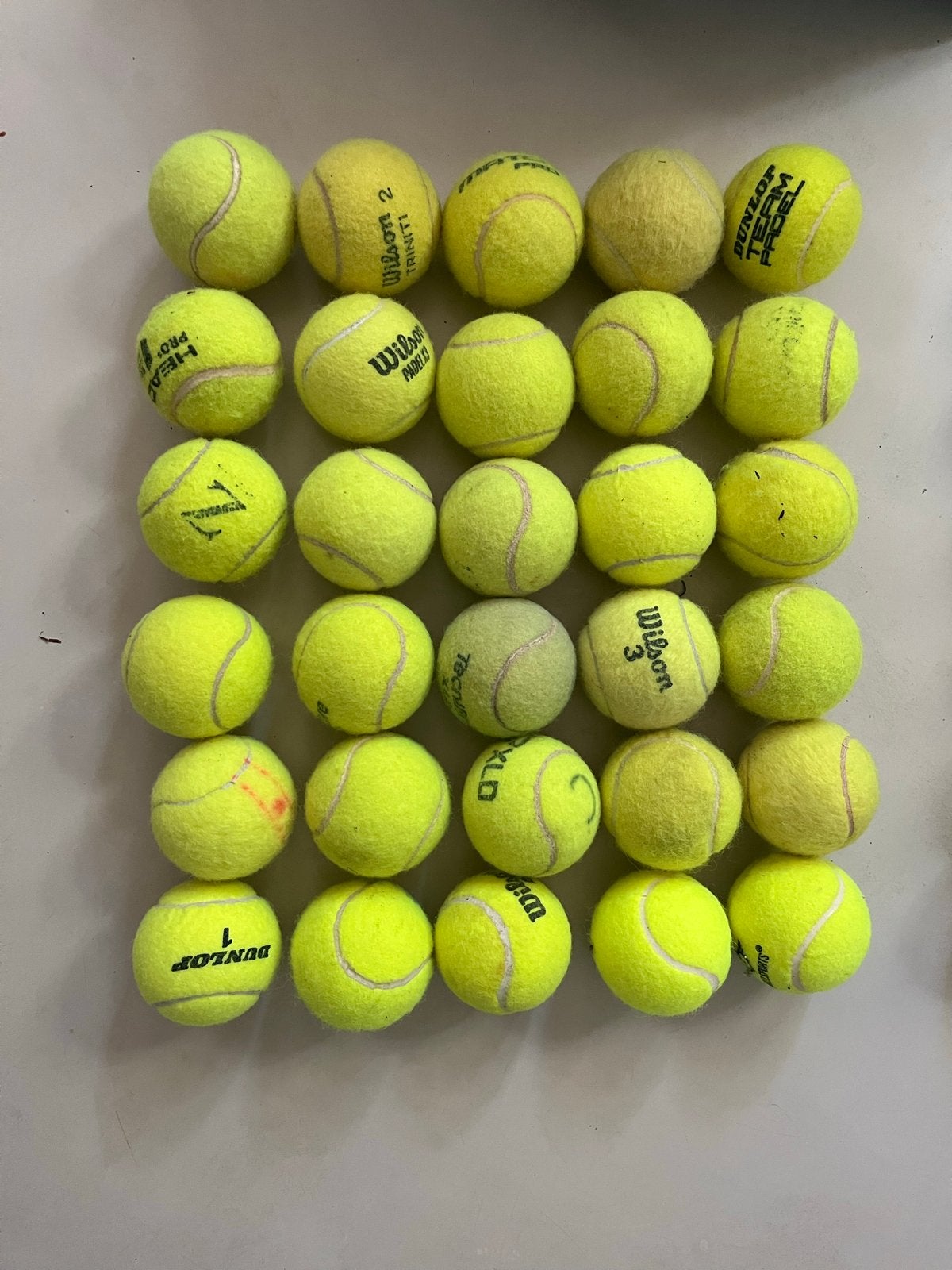 10 gebruikte tennisballen van diverse merken, Overige merken, Gebruikt, Ballen, L00