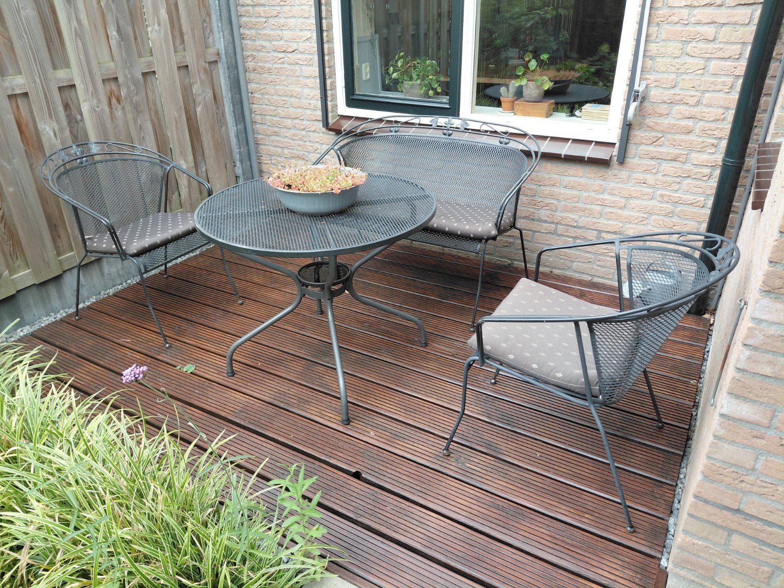 Metalen tuinset met bank en twee stoelen, Ophalen, Gebruikt, Bank, Tuinset