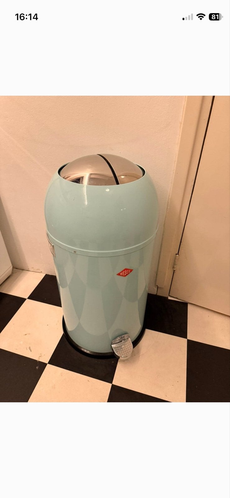 Wesco Kickmaster Pedaalemmer - Mint Blauw, 50 – 75, Gebruikt, Met pedaal, Ophalen of Verzenden